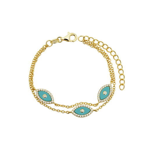 Three Evil Eye Silver Bracelet