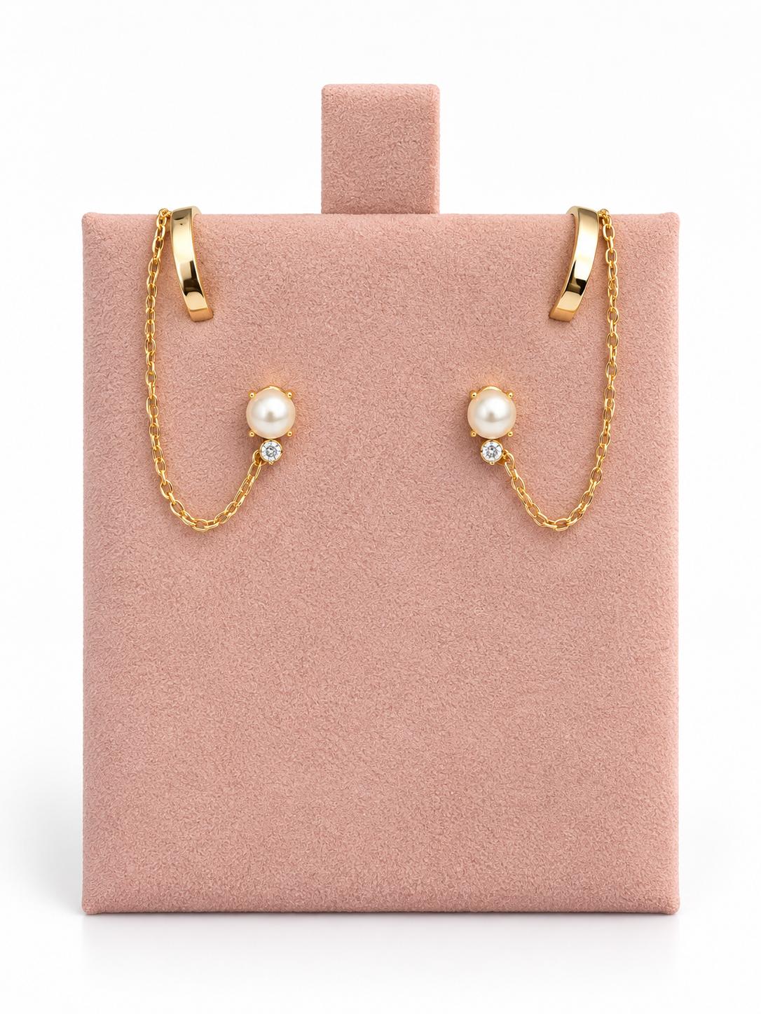 Pearl Chain Ear Cuff Earrings