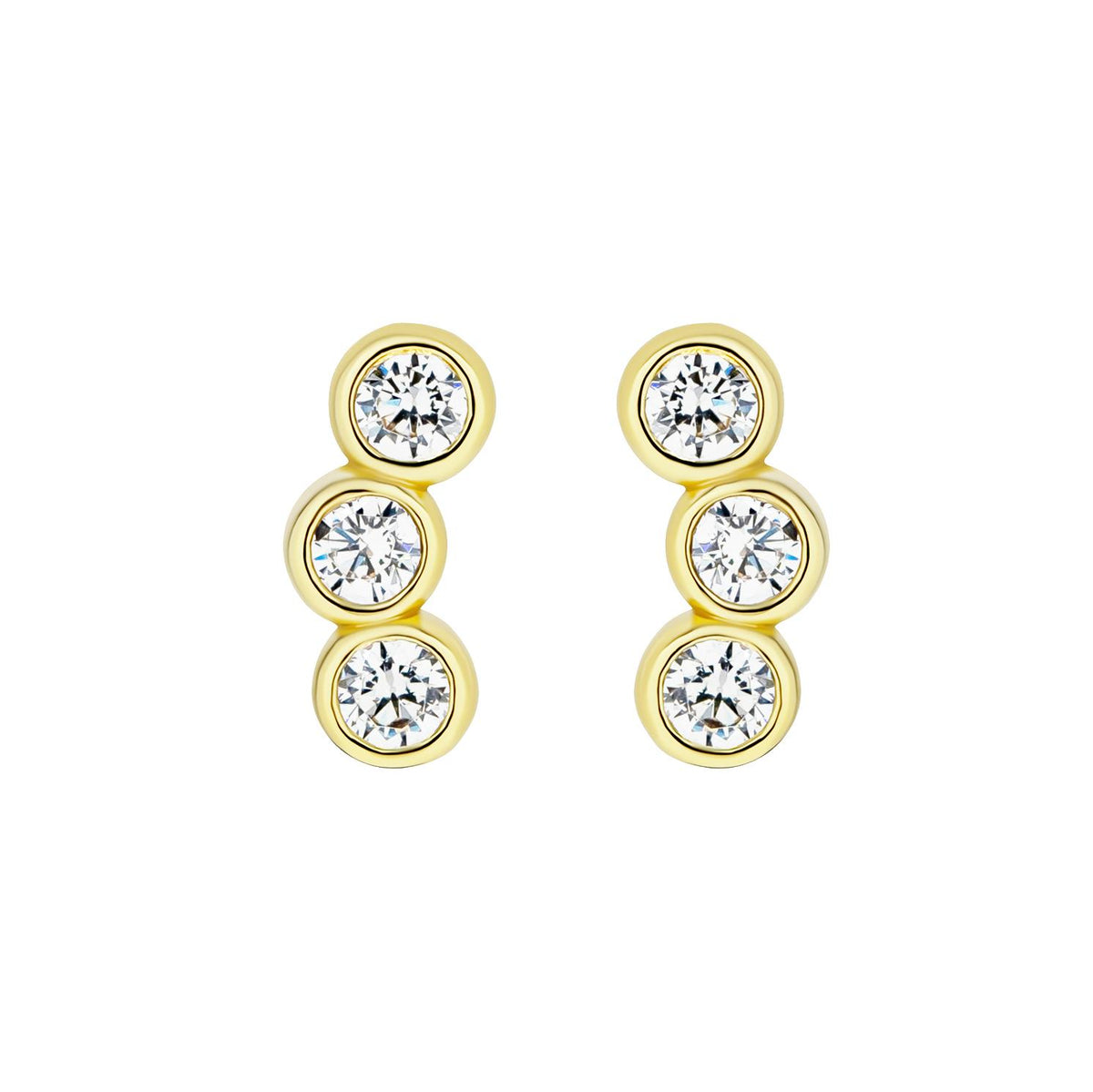 Mini Three Bezel Curve Earrings