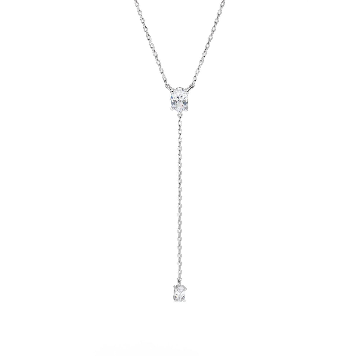 Electric Clear Lariat Necklace