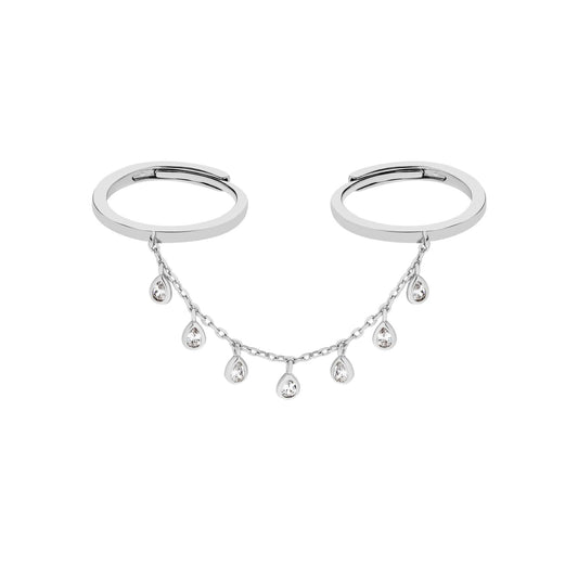 Pear Drop Double Chain Ring