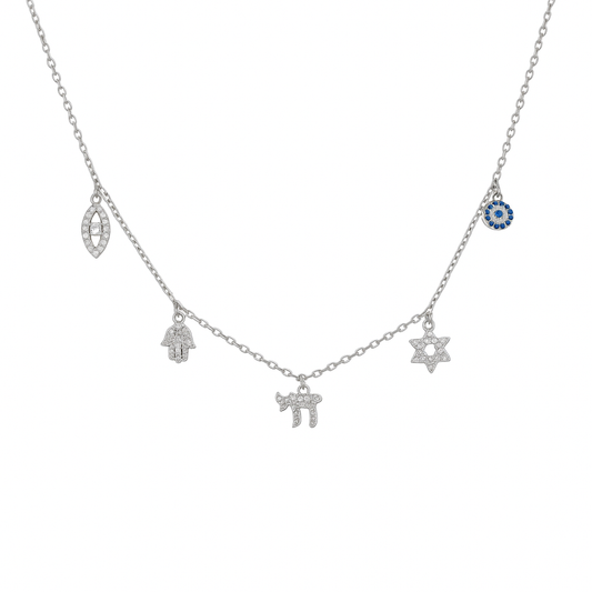 5 Charm Jewish Necklace