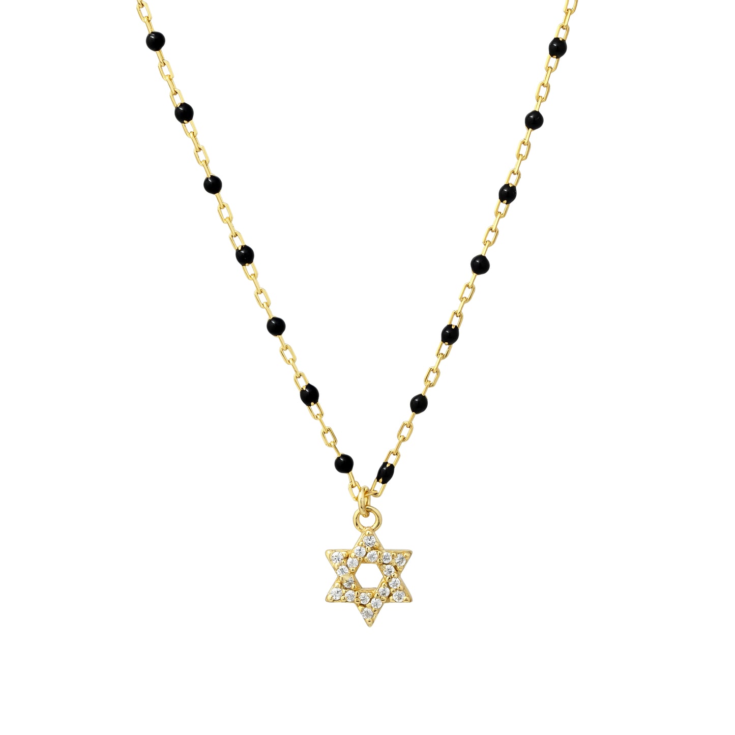 Dainty Enamel Necklace With Star Of David