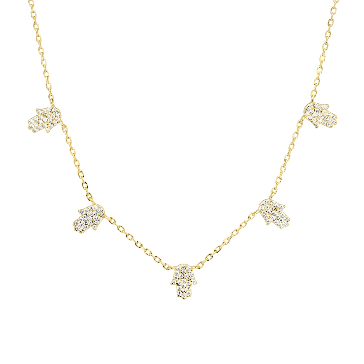 Five Hamsa Necklace