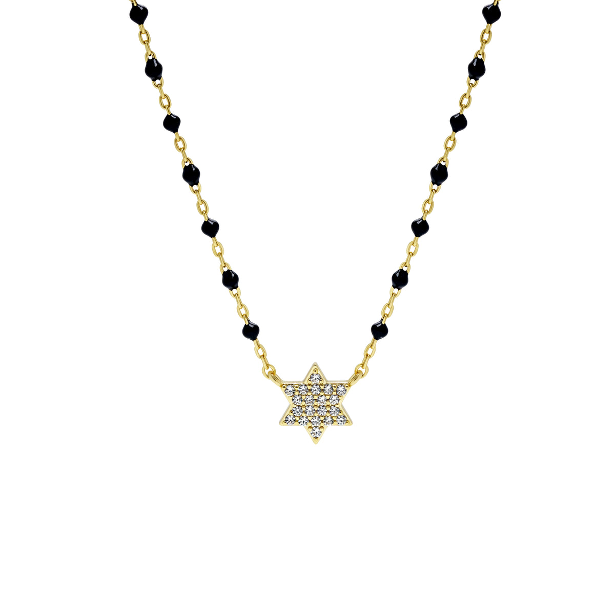 Mini Maguen David Enamel Bead Necklace