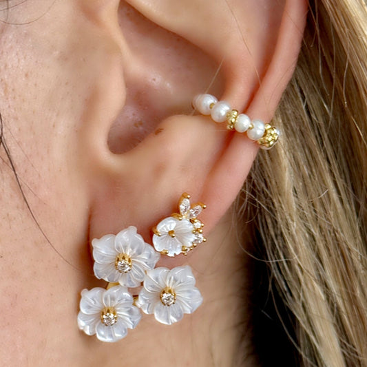 Celine Triple Flower Studs