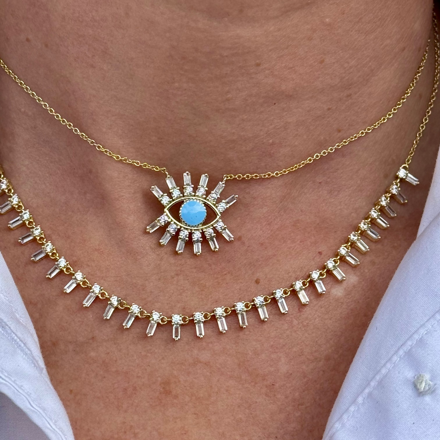 Baguette Eye Necklace