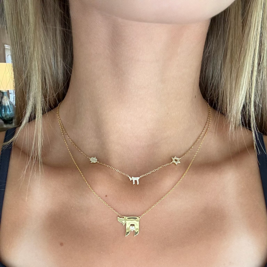 Three Charm Jewish Necklace