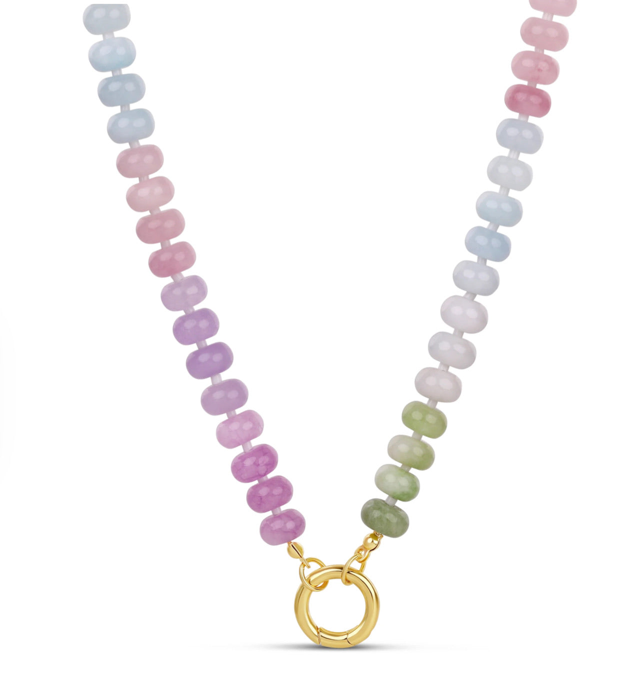 Pastel Stone Push Clasp Necklace