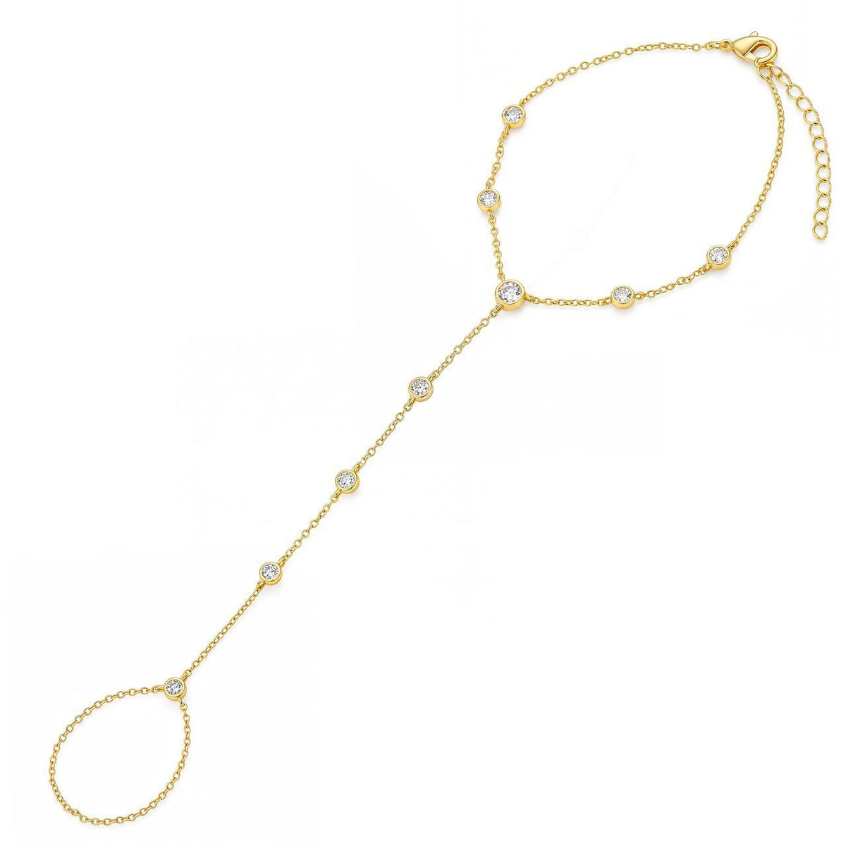 Natural Bezel Hand Chain Bracelet