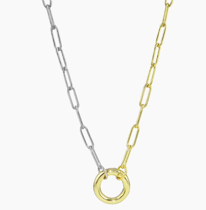 Two Toned Push Clasp Necklace