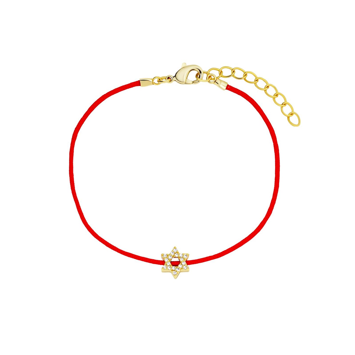Pave Maguen David Red Cord Bracelet