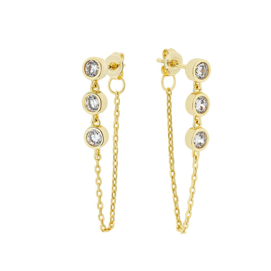 Trio Bezel Chain Earrings