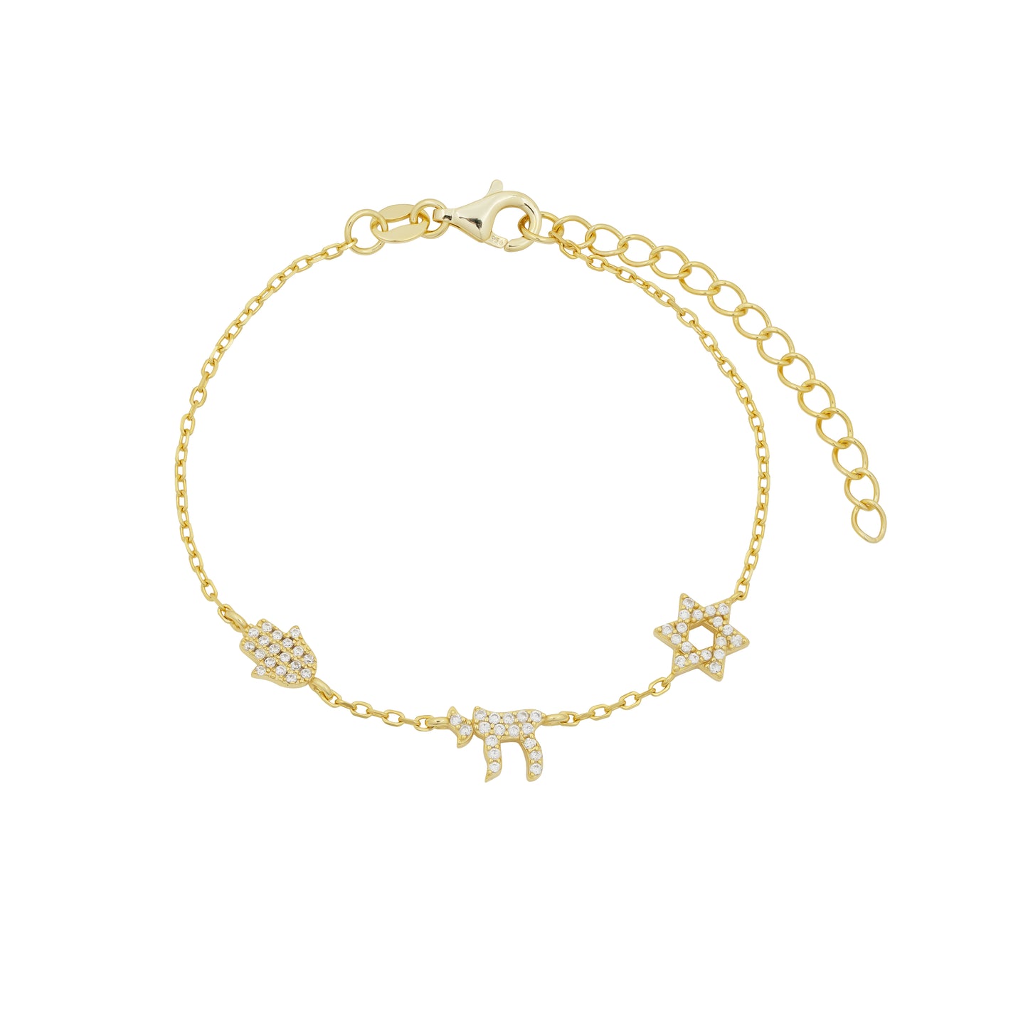 Three Charm Jewish Bracelet