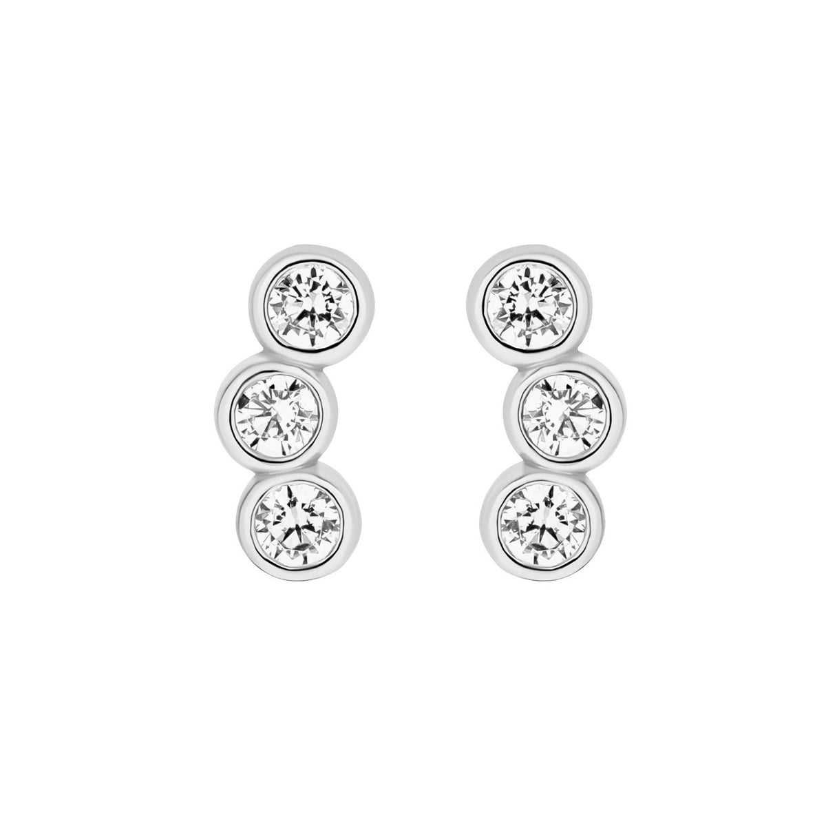Mini Three Bezel Curve Earrings