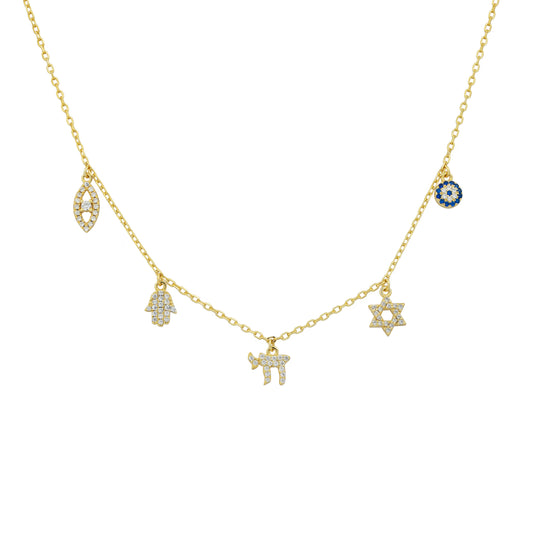 5 Charm Jewish Necklace