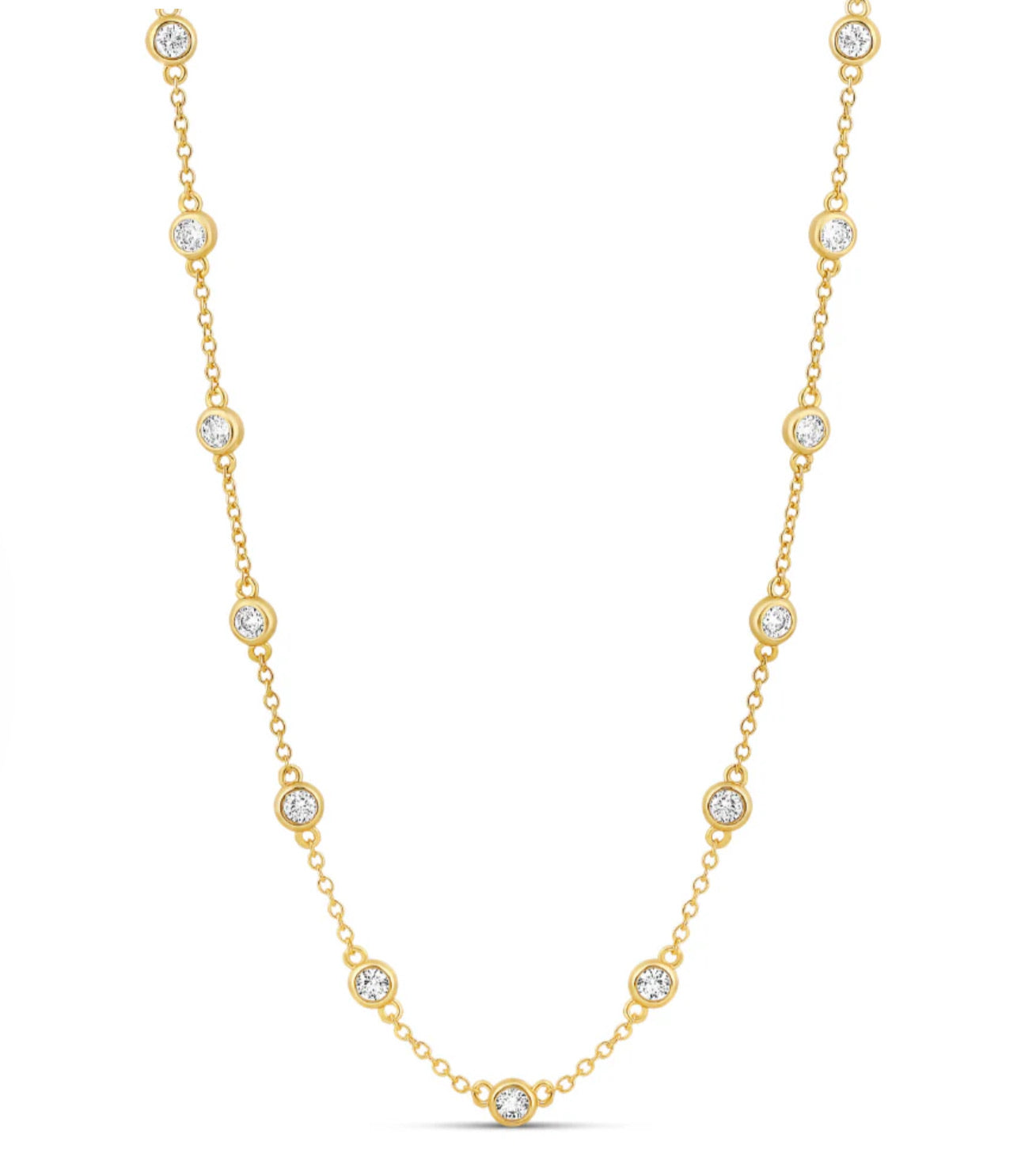 28 in. White Bezel Necklace