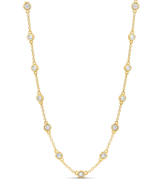 28 in. White Bezel Necklace