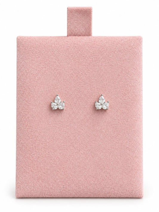 3 Stones Pear Stud Earrings