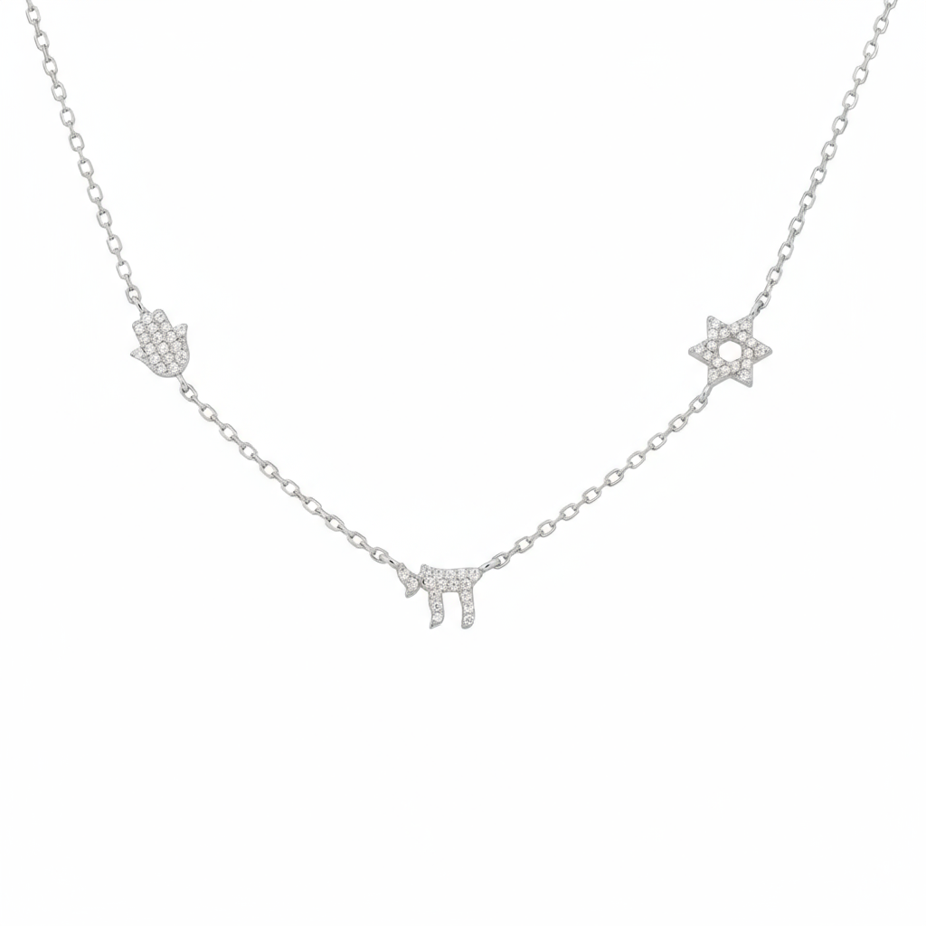 Three Charm Jewish Necklace