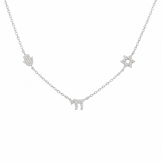 Three Charm Jewish Necklace