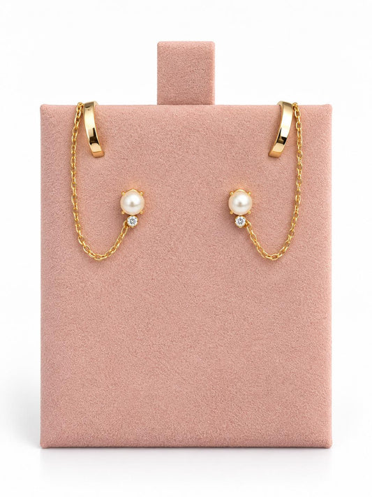 Pearl Chain Ear Cuff Earrings