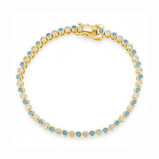 Turquoise Bezel Tennis Bracelet
