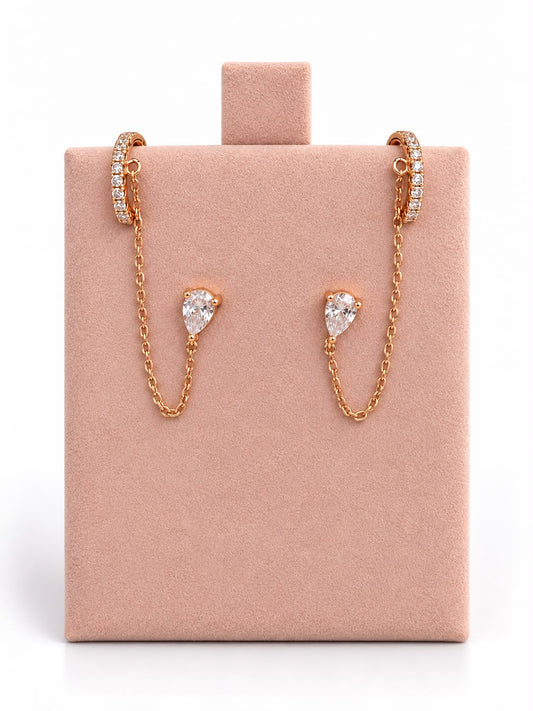 Crystal Chain Ear Cuff Earrings