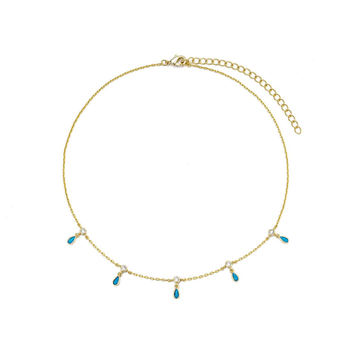 Choker Turquoise Teardrops Necklace