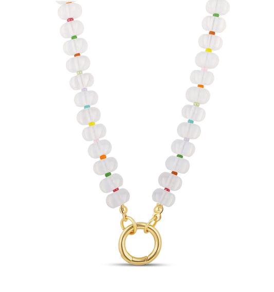 Clear Rainbow Push Clasp Necklace