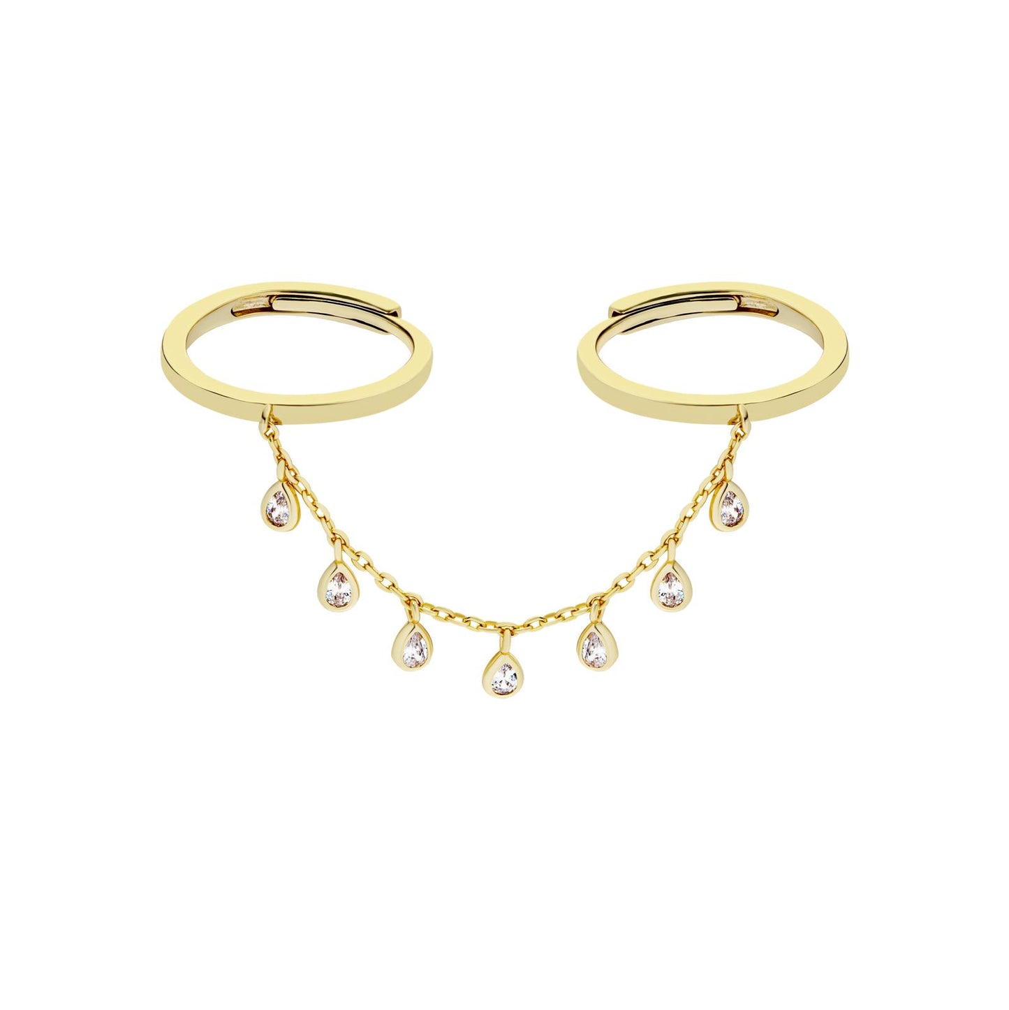 Pear Drop Double Chain Ring