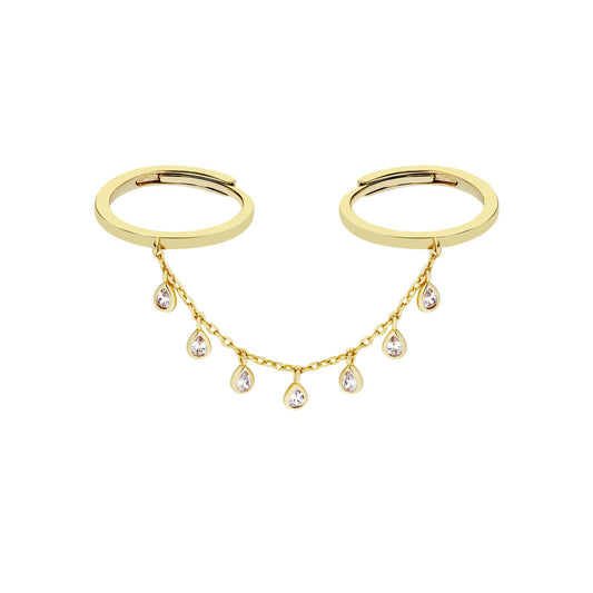 Pear Drop Double Chain Ring
