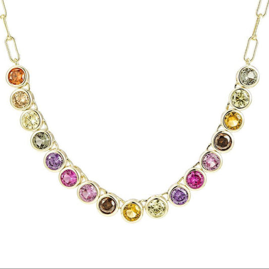 5mm Rainbow Bezel Necklace