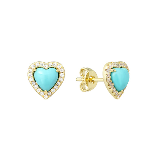 Stone Heart Studs