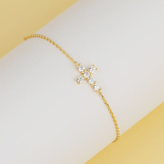 3mm Diamond Cross Bracelet