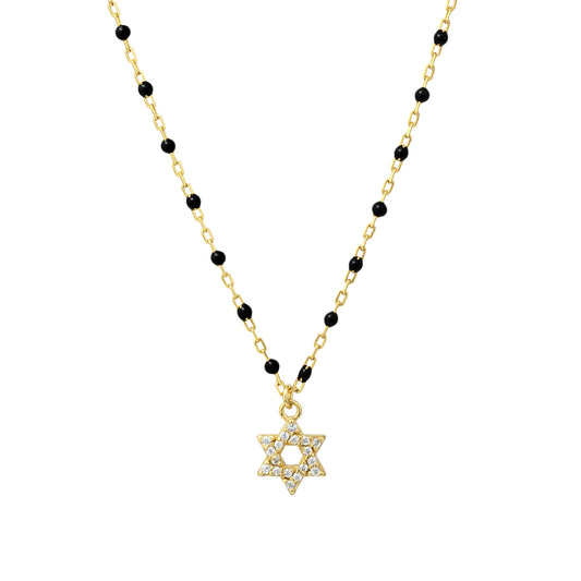 Dainty Enamel Necklace With Star Of  David