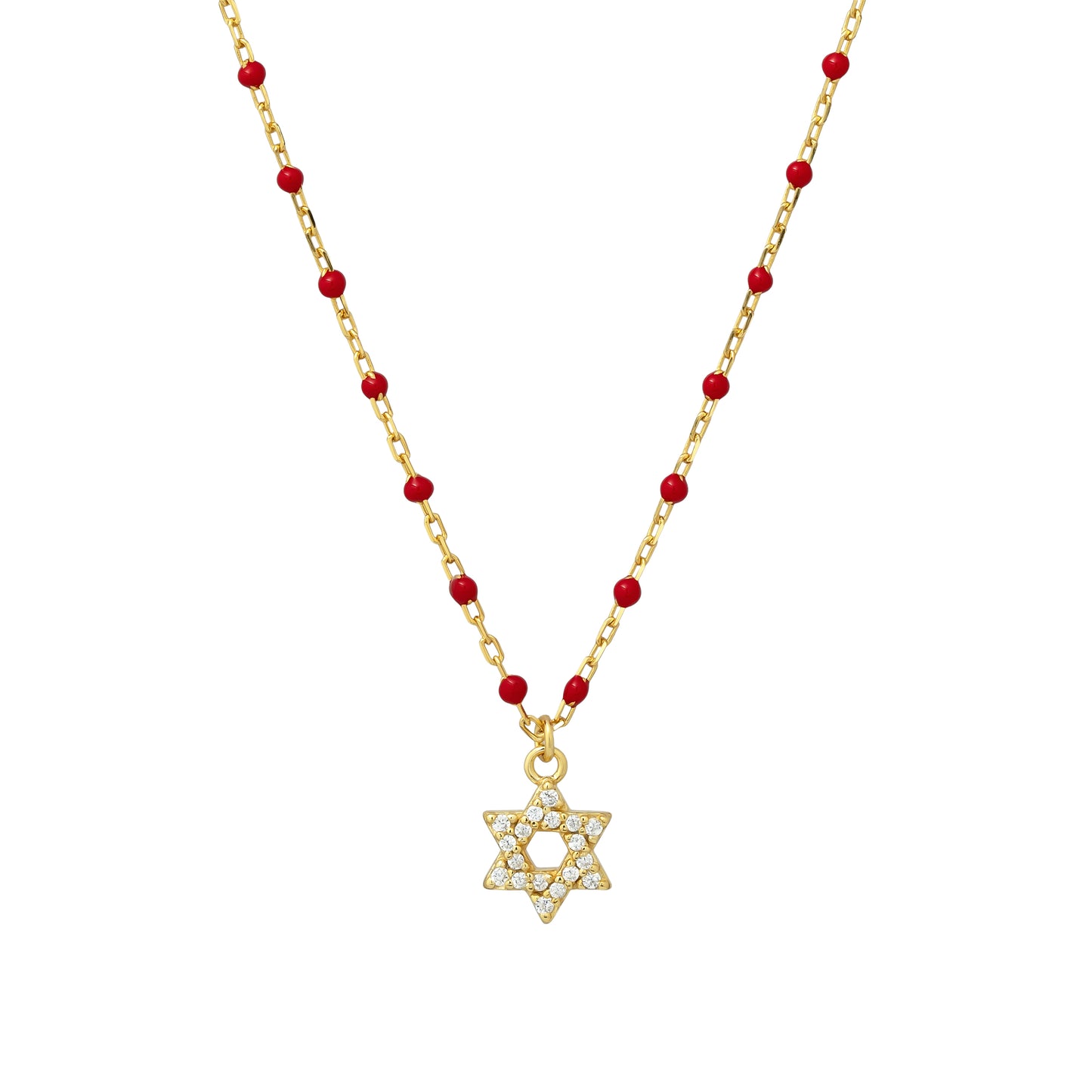 Dainty Enamel Necklace With Star Of  David