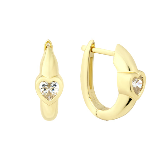 Bezel Heart Earrings
