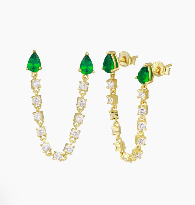 Double Emerald Studs