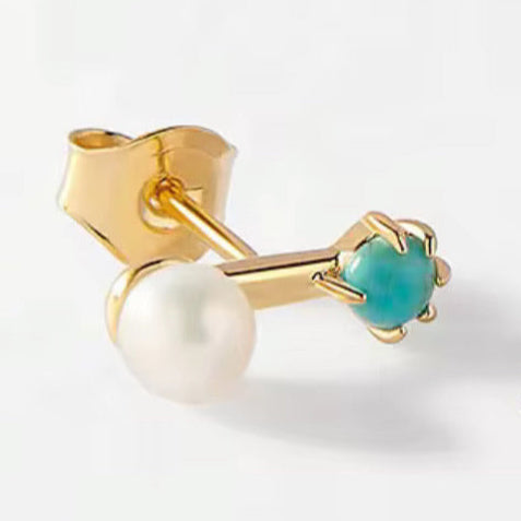 Turquoise and Pearl Stud