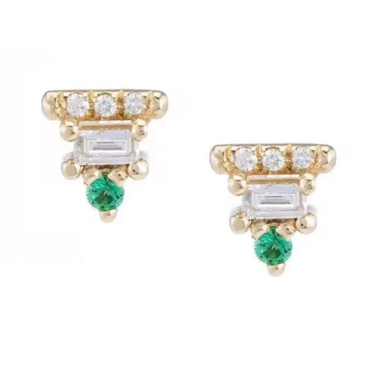 Tiny Emerald Studs