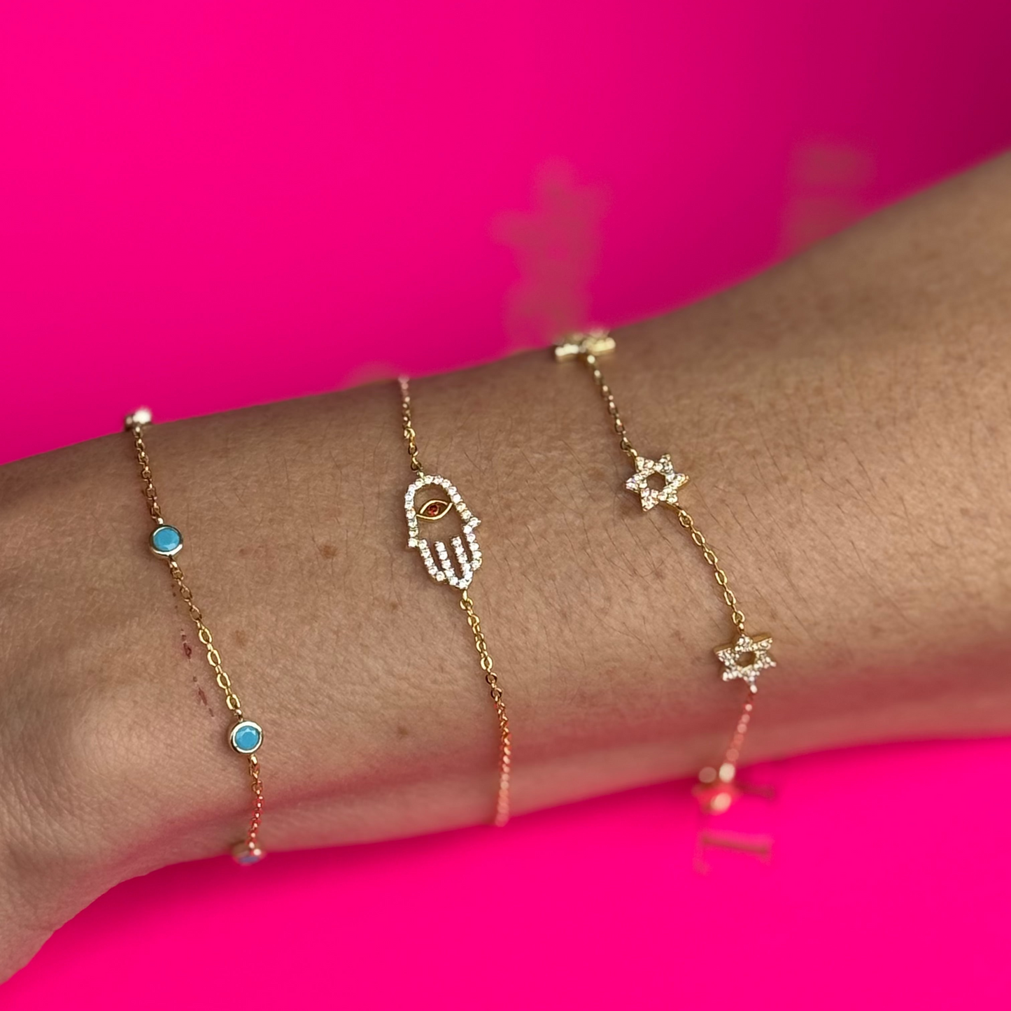 Garnet Hamsa Bracelet