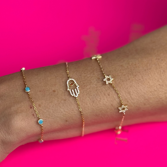 Garnet Hamsa Bracelet