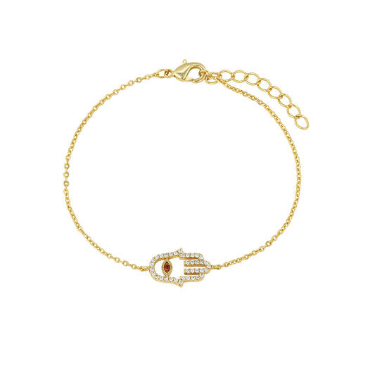 Garnet Hamsa Bracelet