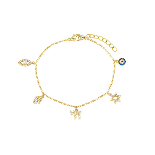 5 Charm Jewish Bracelet