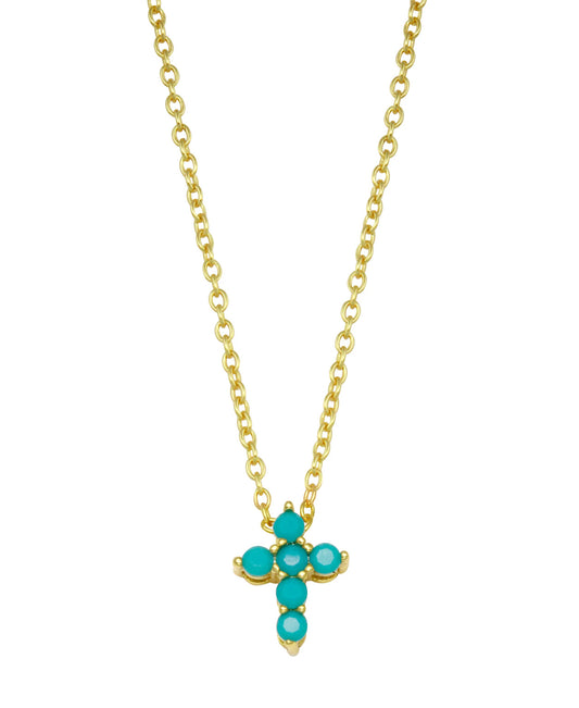 Mini Turquoise Cross Necklace