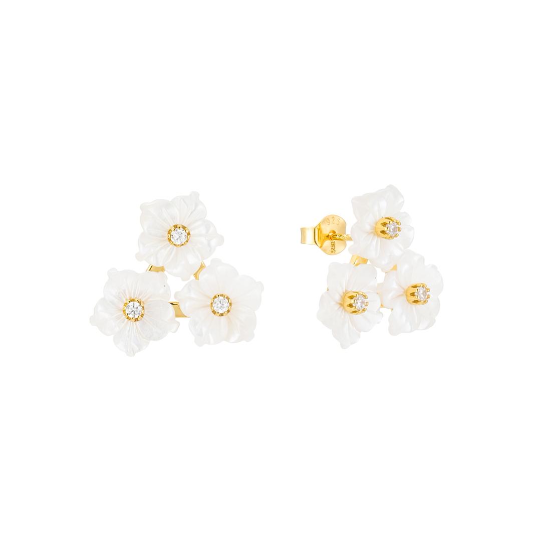 Celine Triple Flower Studs
