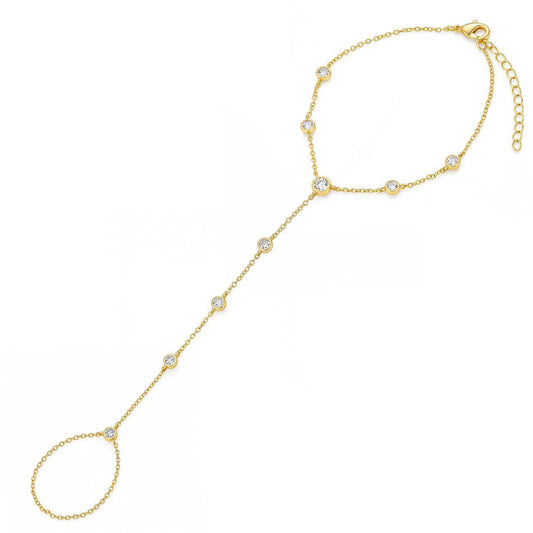 Natural Bezel Hand Chain Bracelet