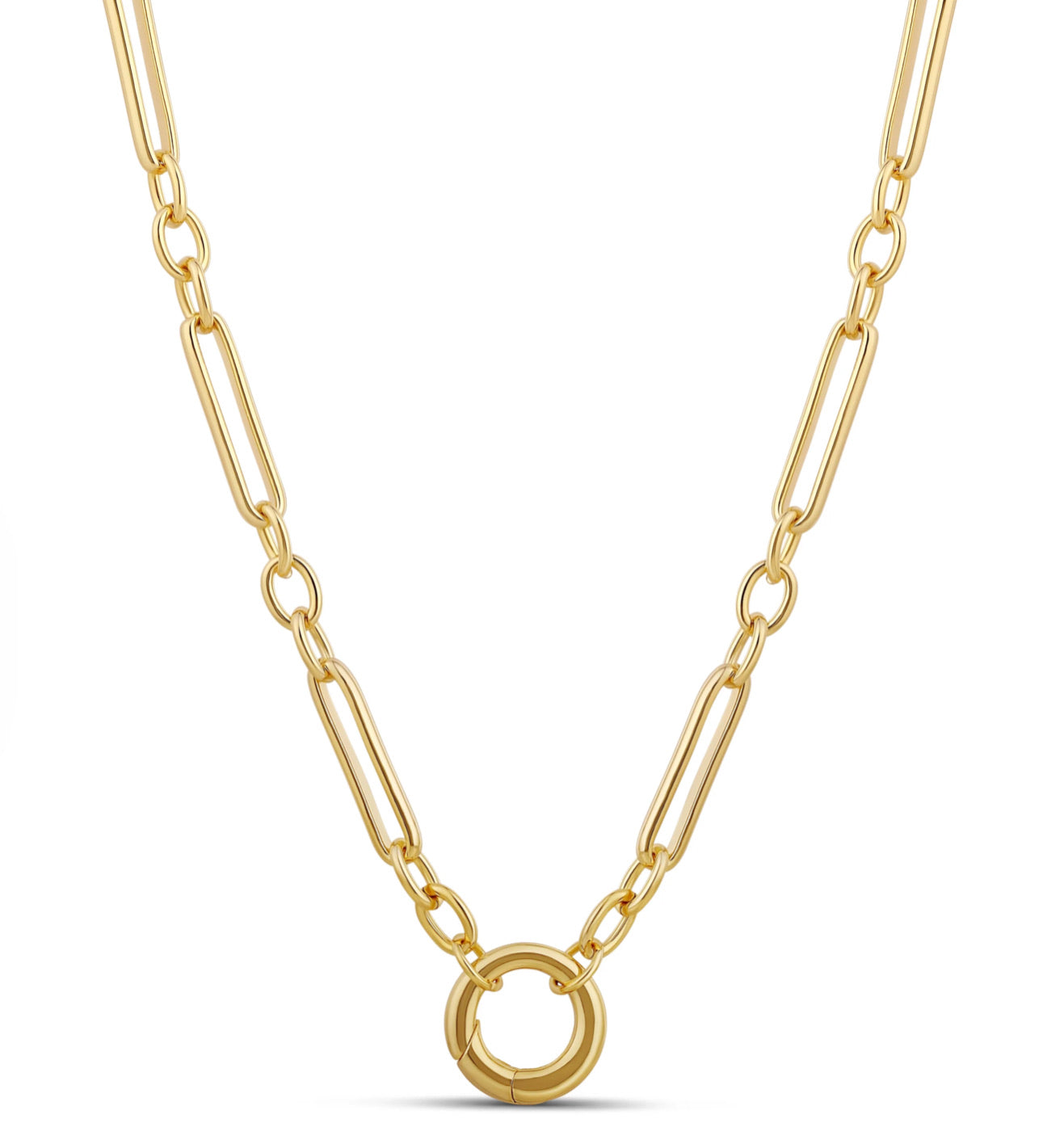 Solid Paper Clip Push Clasp Necklace