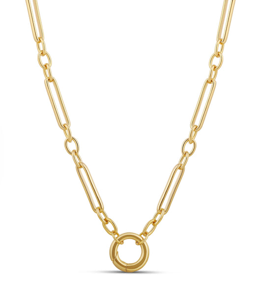Solid Paper Clip Push Clasp Necklace